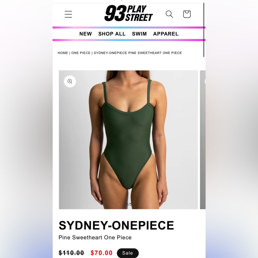 93 Play street Pine Green One-Piece Sydney XL Swimsuit